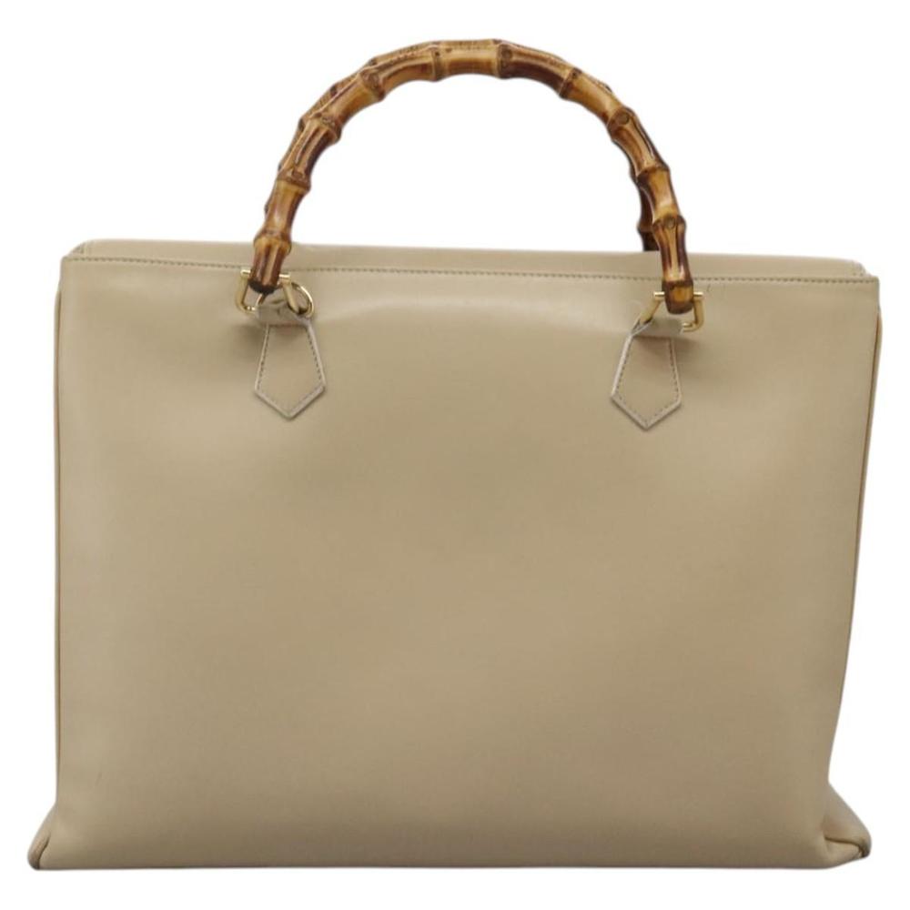 GUCCI Bamboo Hand Bag Leather 2way Beige Gold 002 2855 0322 0 Auth 118505 - Picture 2 of 16